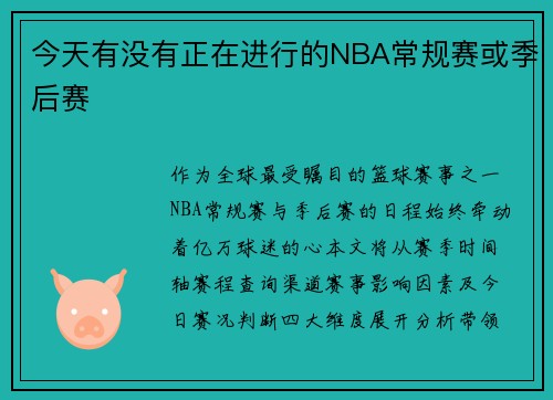 今天有没有正在进行的NBA常规赛或季后赛